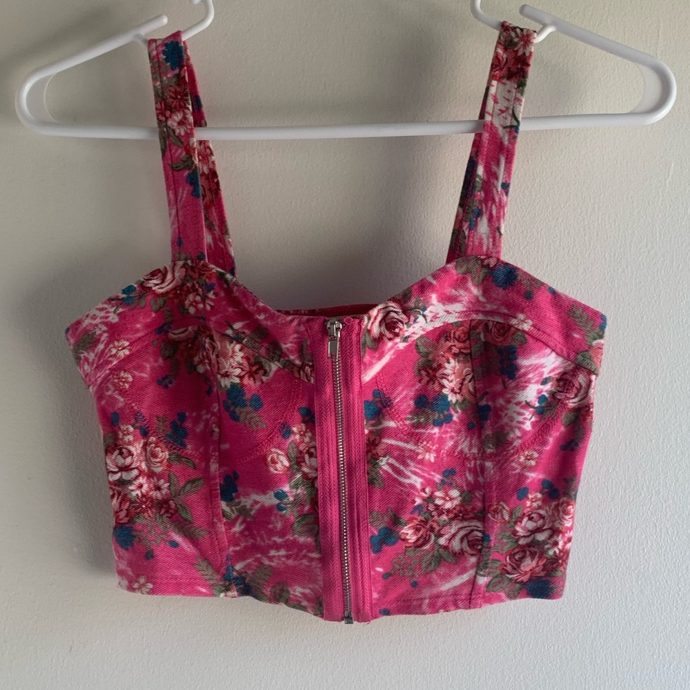 Pink floral bralette/crop top